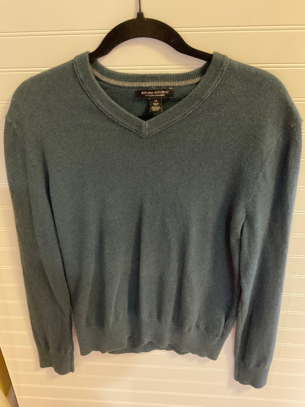 Banana Republic Mens M Cotton Cashmere V NEck Sweater Charcoal Gray
